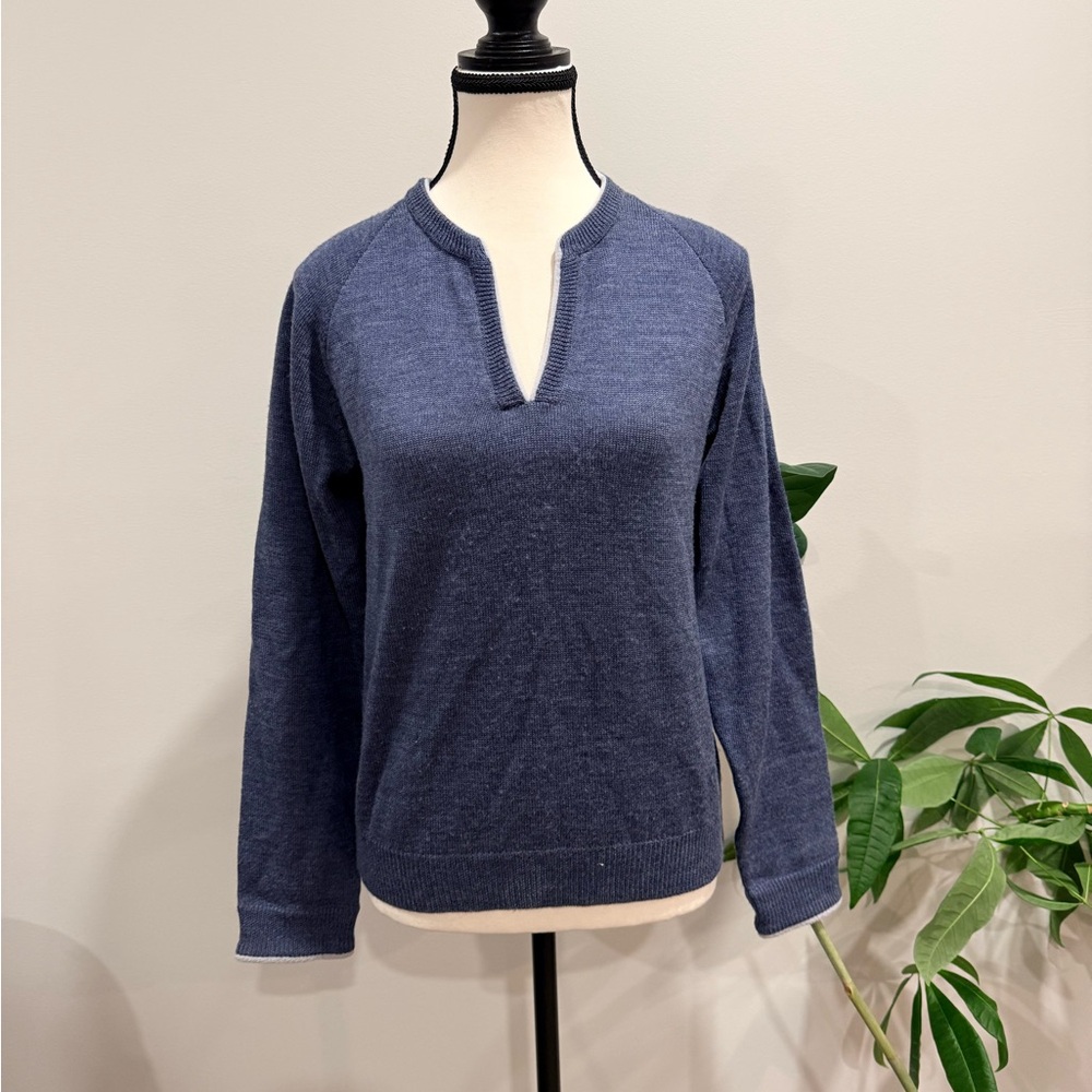 Patagonia Blue 100% Wool Fleece-Lined Pullover Sweater – Women’s M